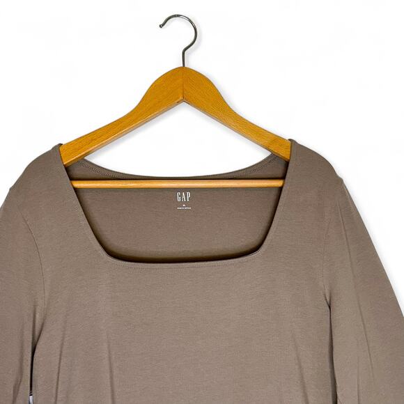 GAP Women's Long-Sleeve Square-Neck Bodysuit Size XL Sedimentary Taupe - Picture 5 of 9